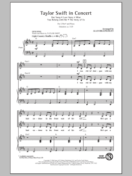 page one of Taylor Swift In Concert (Medley) (2-Part Choir)