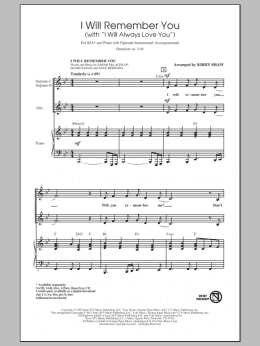 page one of I Will Remember You (with I Will Always Love You) (SSA Choir)