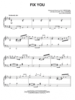 page one of Fix You (Piano Solo)
