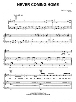 page one of Never Coming Home (Piano, Vocal & Guitar Chords (Right-Hand Melody))