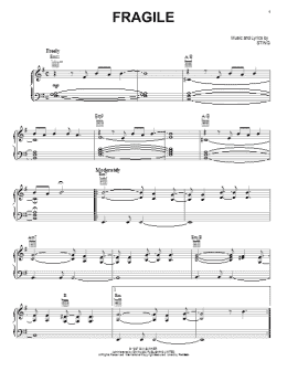 page one of Fragile (Piano, Vocal & Guitar Chords (Right-Hand Melody))