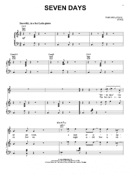 page one of Seven Days (Piano, Vocal & Guitar Chords (Right-Hand Melody))