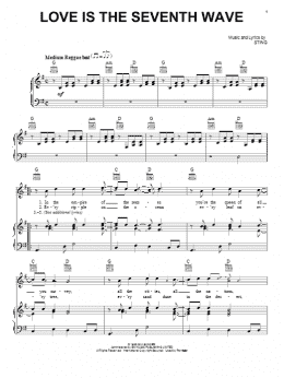 page one of Love Is The Seventh Wave (Piano, Vocal & Guitar Chords (Right-Hand Melody))