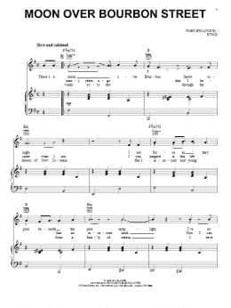 page one of Moon Over Bourbon Street (Piano, Vocal & Guitar Chords (Right-Hand Melody))