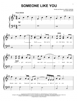 page one of Someone Like You (Big Note Piano)