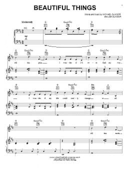 page one of Beautiful Things (Piano, Vocal & Guitar Chords (Right-Hand Melody))