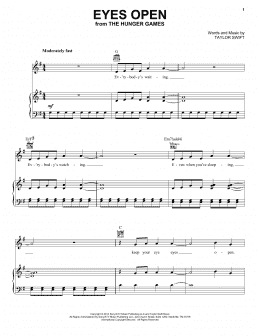 page one of Eyes Open (Piano, Vocal & Guitar Chords (Right-Hand Melody))