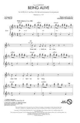 page one of Being Alive (SATB Choir)