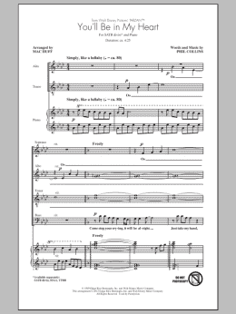 page one of You'll Be In My Heart (from Tarzan) (arr. Mac Huff) (SATB Choir)