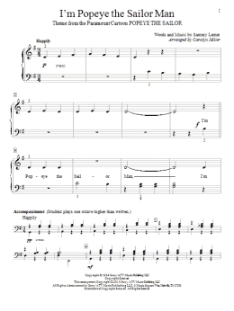 page one of I'm Popeye The Sailor Man (Educational Piano)