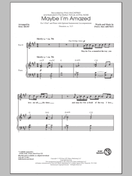 page one of Maybe I'm Amazed (2-Part Choir)