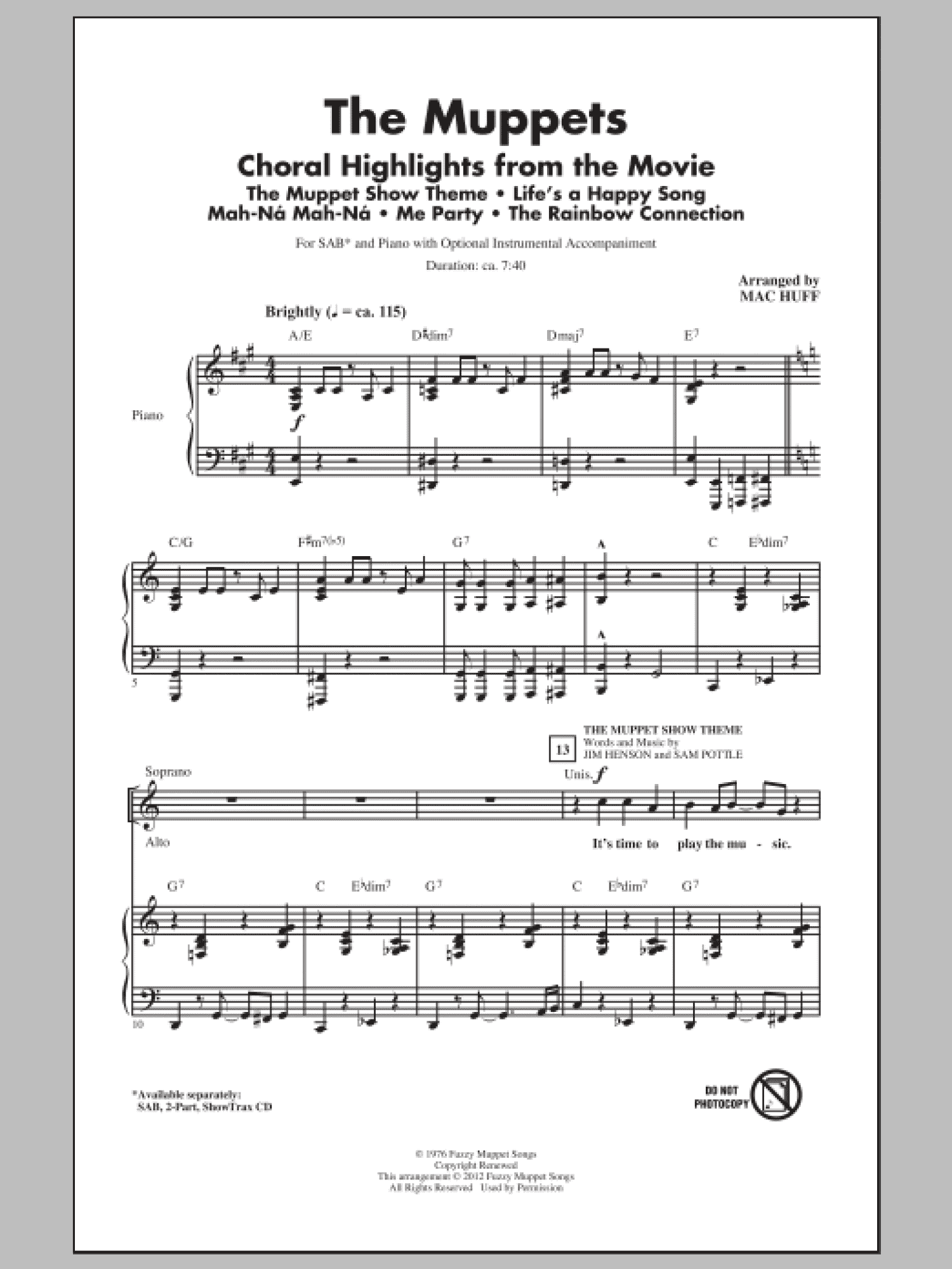 The Muppets (Choral Highlights) (SAB Choir)