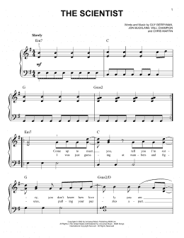 page one of The Scientist (Easy Piano)