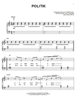 page one of Politik (Easy Piano)