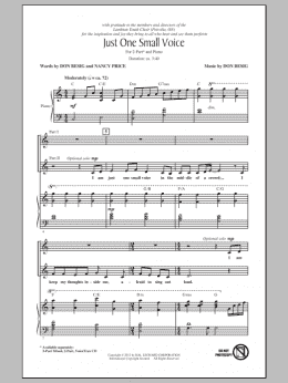 page one of Just One Small Voice (2-Part Choir)