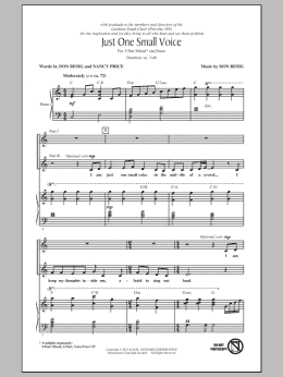 page one of Just One Small Voice (3-Part Mixed Choir)