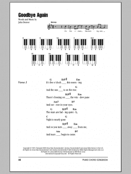 page one of Goodbye Again (Piano Chords/Lyrics)