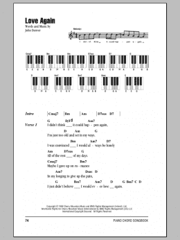 page one of Love Again (Piano Chords/Lyrics)
