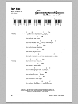 page one of For You (Piano Chords/Lyrics)