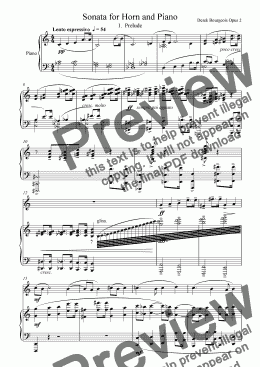 page one of Sonata for Horn and Piano 1st movement