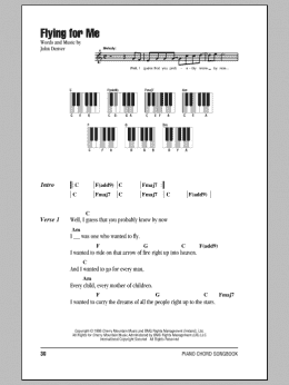 page one of Flying For Me (Piano Chords/Lyrics)