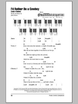page one of I'd Rather Be A Cowboy (Lady's Chains) (Piano Chords/Lyrics)
