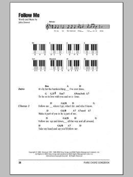 page one of Follow Me (Piano Chords/Lyrics)