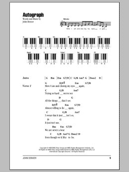page one of Autograph (Piano Chords/Lyrics)