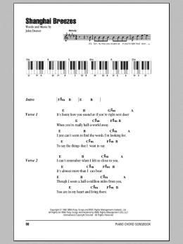 page one of Shanghai Breezes (Piano Chords/Lyrics)