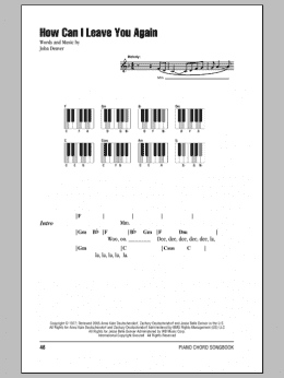 page one of How Can I Leave You Again (Piano Chords/Lyrics)