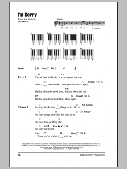page one of I'm Sorry (Piano Chords/Lyrics)