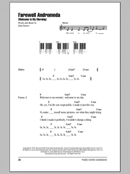 page one of Farewell Andromeda (Welcome To My Morning) (Piano Chords/Lyrics)