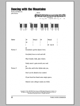 page one of Dancing With The Mountains (Piano Chords/Lyrics)