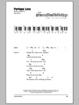 page one of Perhaps Love (Piano Chords/Lyrics)