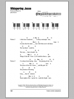 page one of Whispering Jesse (Piano Chords/Lyrics)