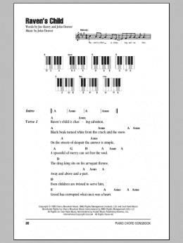 page one of Raven's Child (Piano Chords/Lyrics)