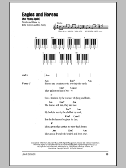 page one of Eagles And Horses (I'm Flying Again) (Piano Chords/Lyrics)