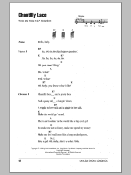page one of Chantilly Lace (Ukulele Chords/Lyrics)