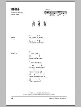 page one of Donna (Ukulele Chords/Lyrics)