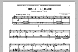 page one of A Ceremony Of Carols, Op. 28, This Little Babe (Piano Solo)
