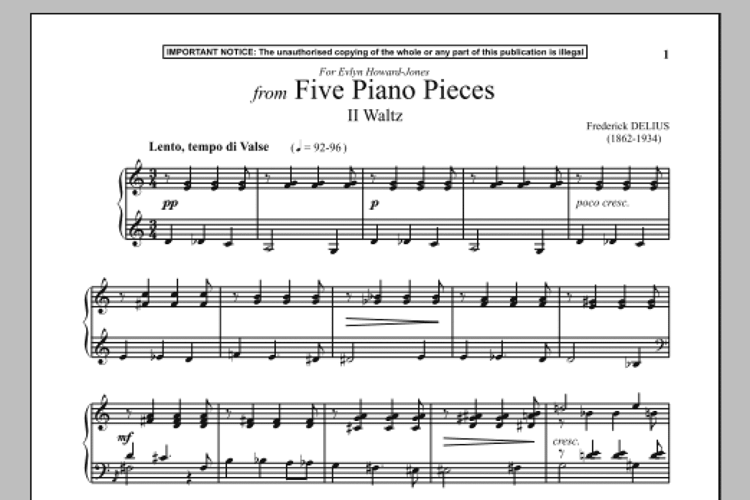 Five Piano Pieces, II. Waltz (Piano Solo)