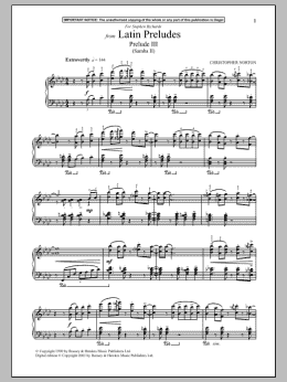 page one of Latin Preludes, Prelude III (Samba II) (Piano Solo)