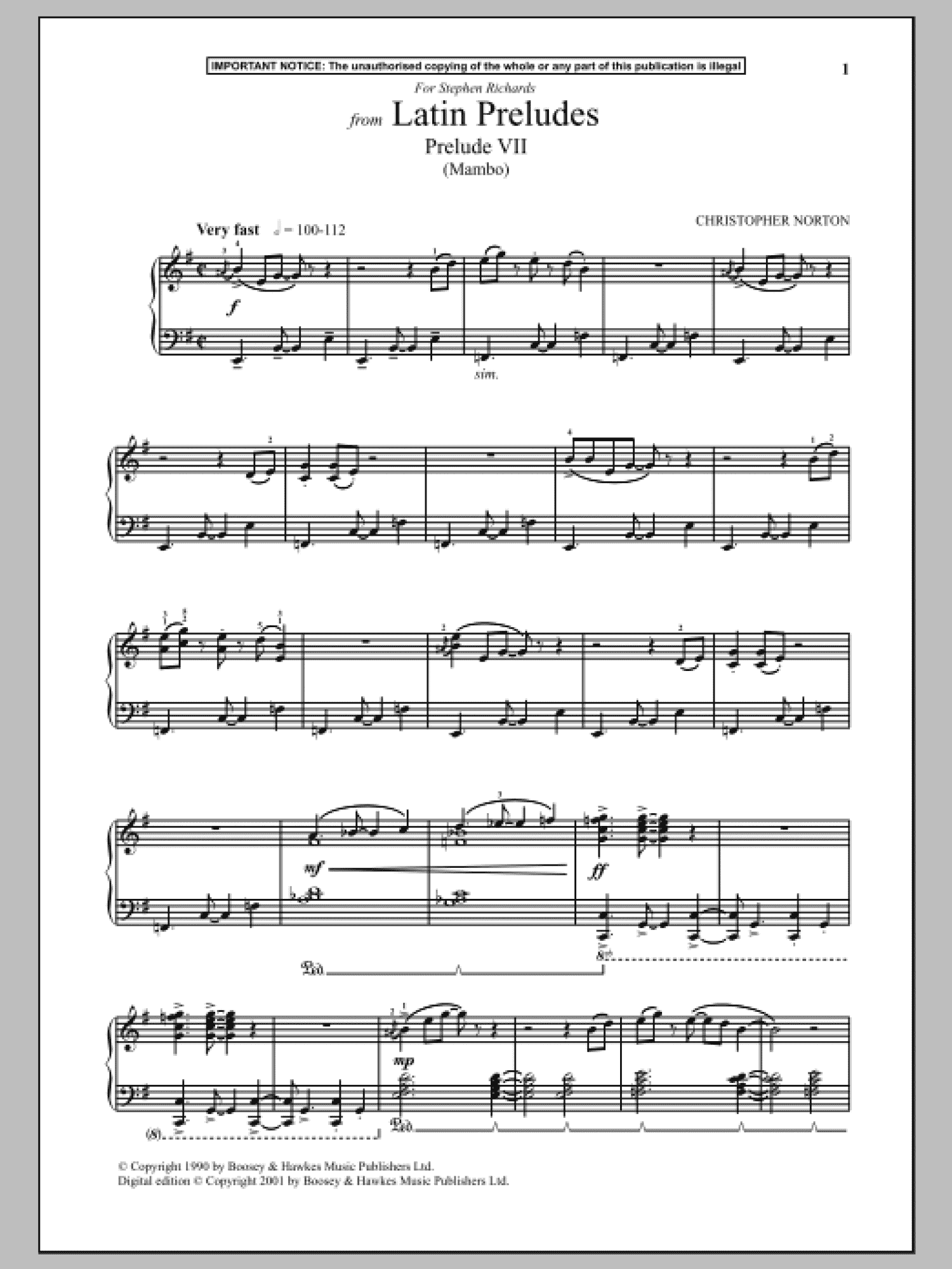 Latin Preludes, Prelude VII (Mambo) (Piano Solo)