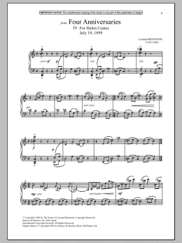 page one of Four Anniversaries, IV. For Helen Coates, July 19, 1899 (Piano Solo)
