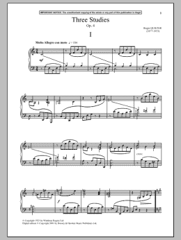 page one of Three Studies, Op. 4, I. (Piano Solo)