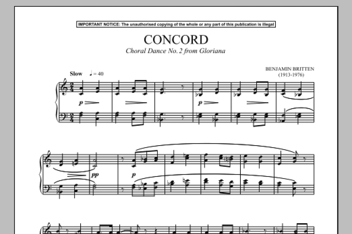 Gloriana, Choral Dance No. 2 (Concord) (Piano Solo)