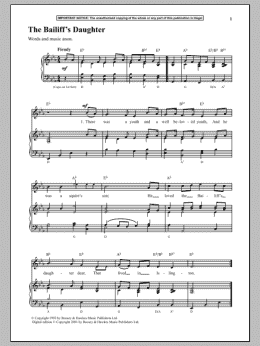 page one of The Bailiff's Daughter (Piano & Vocal)