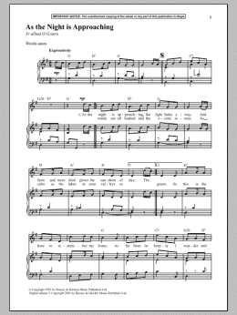 page one of As The Night Is Approaching (Piano & Vocal)