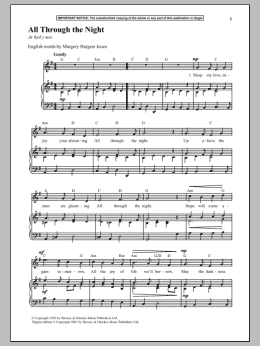 page one of All Through The Night (Piano & Vocal)