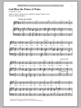page one of God Bless The Prince Of Wales (Piano & Vocal)